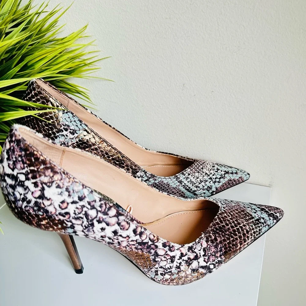Zara | Embossed Leather Snake Bronze/Blue Pattern - Picture 6 of 16